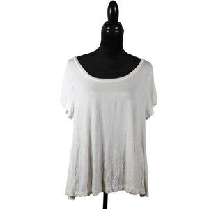 Mossimo White Flowy Tee XXL Plus Size Rayon Stretch Casual Top